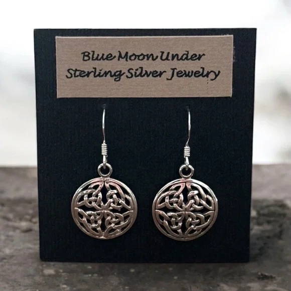 NWT 925 Sterling Silver Round Celtic Dangle Drop Earrings! Hypoallergenic! NEW! - Picture 4 of 9